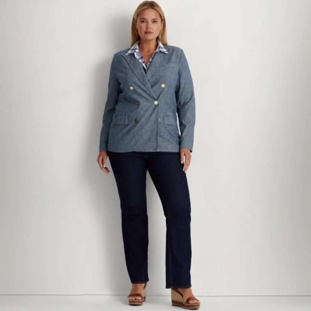LAUREN RALPH LAUREN Women's Double-Breasted Chambray Blazer